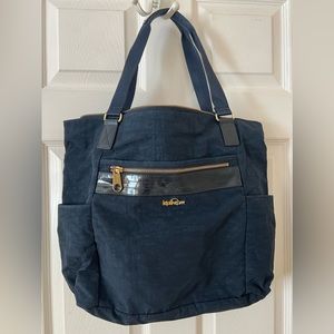 Kipling Navy Tote Bag With Gold Hardware